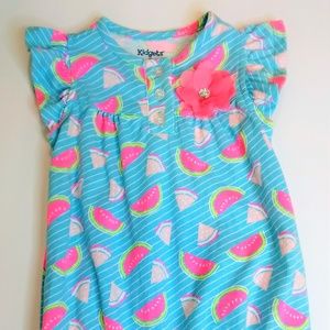 Kidgets Watermelon Romper 6-9M Pink Flower Jewel